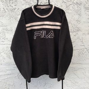 Vintage 90s Fila fuzzy crewneck sweatshirt embroidered spell out made in Canada